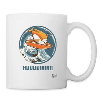 Lustiger Sushi-Fisch surft auf einer Welle - Tasse - Weiß - Rechts