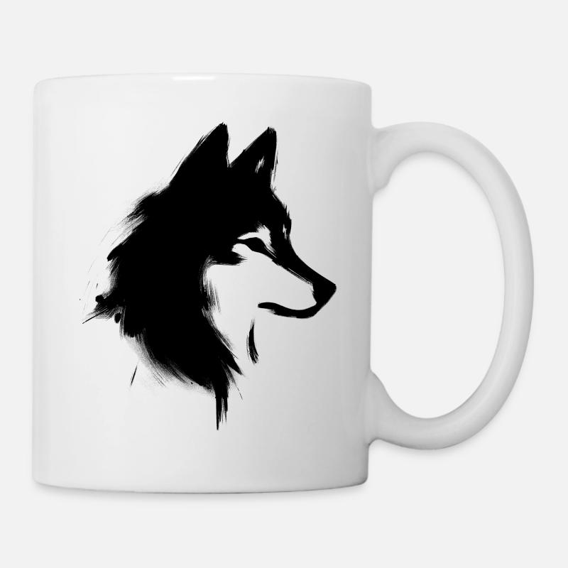 Wolf Zeichnung - Tasse - Weiß