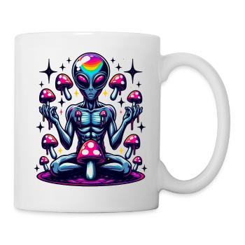 Alien mit Pilzen - Tasse - Weiß - Rechts