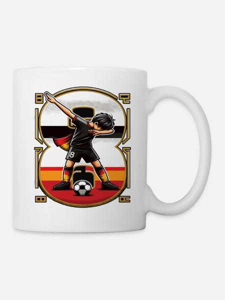 8 Years Boy Soccer Black Red Gold - Mug - white