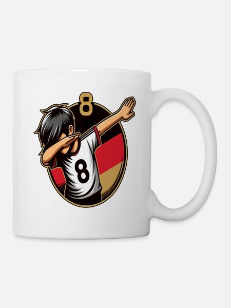 8 Years Boy Soccer Black Red Gold - Mug - white