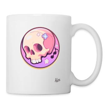 Musical notes and a relaxed cute skull - Mug - white - Right