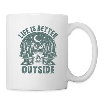 Life is better Outside fun camping - Mug - white - Right