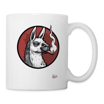Cool et détendu, lama fumant un cigare - Mug blanc - blanc - Droite