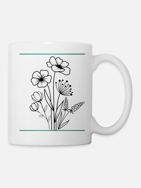 Blumenstrauß - Tasse - Weiß