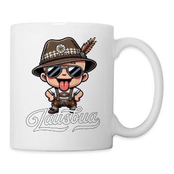 Jungen Lausbua T-Shirt Kinder Trachtenshirt Herren - Tasse - Weiß - Rechts