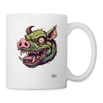 Tête de zombie cochon vert massif - Mug blanc - blanc - Droite