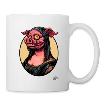 The portrait of Mona, the zombie pig Lisa - Mug - white - Right
