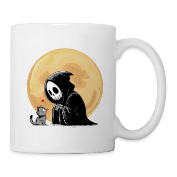 Halloween Skeleton Death Cat Full Moon Gothic Funny - Mug - white - Right