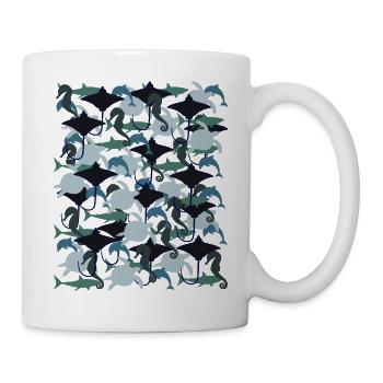 Ray, shark, dolphin, sea turtle, seahorse - Mug - white - Right