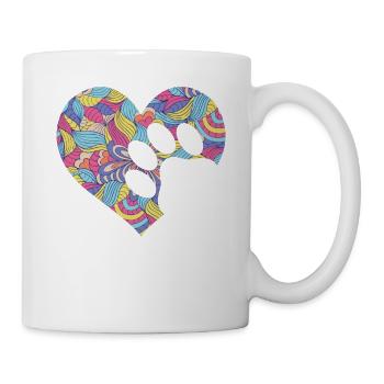 Colorful Paw Heart Fun Animal Pawprint Veterinary - Mug - white - Right