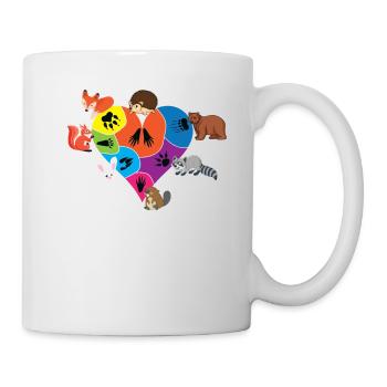 Pawprints Heart With Animals And Their Paws Funny - Mug - white - Right