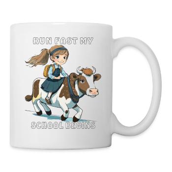 FILLE VACHE COURS VITE MON ÉCOLE COMMENCE - Mug blanc - blanc - Droite