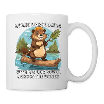 STAND UP PADDLING WITH BEAVER POWER - Tasse - Weiß - Rechts