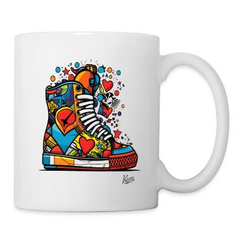 Funky Graffiti: Colorful Sneakers with Hearts - Mug - white - Right