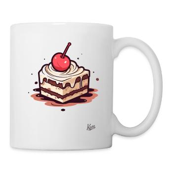 Chocolate nut cake with cherry on top - Mug - white - Right