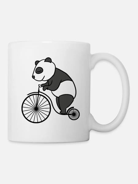 Panda Reiten Retro Fahrrad mit Riesenrad Panda - Tasse - Weiß