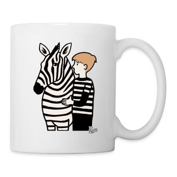 Junge mit Zebra - Tasse - Weiß - Rechts