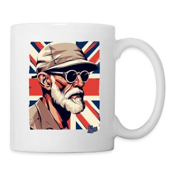 British Old Guy and British Flag - Mug - white - Right