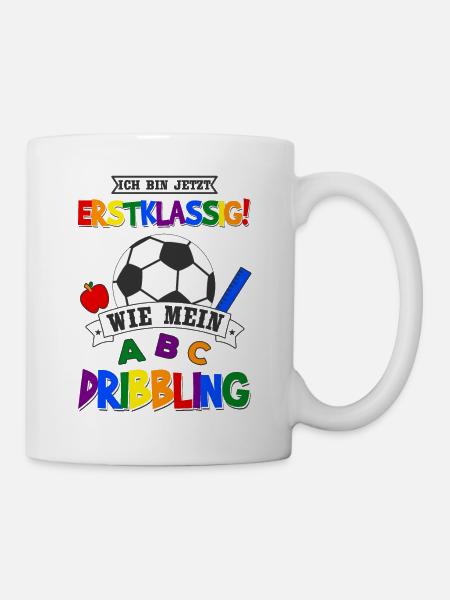 Schulanfang Fußball Schulkind Einschulung Geschenk - Tasse - Weiß