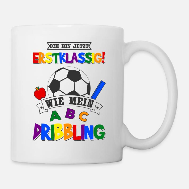 Schulanfang Fußball Schulkind Einschulung Geschenk - Tasse - Weiß