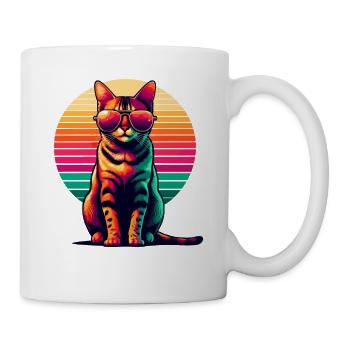 Retro Sonnenuntergang Sonnenbrille Bengalische Katze - Tasse - Weiß - Rechts