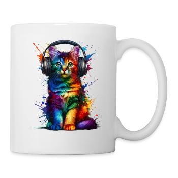 Colorful Splash Art Headphones Chausie Jungle Curl - Mug - white - Right