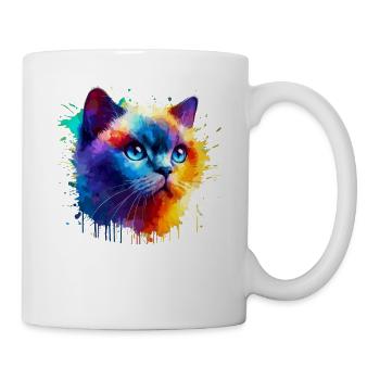 Colorful Splash Art Colorpoint Shorthair - Mug blanc - blanc - Droite