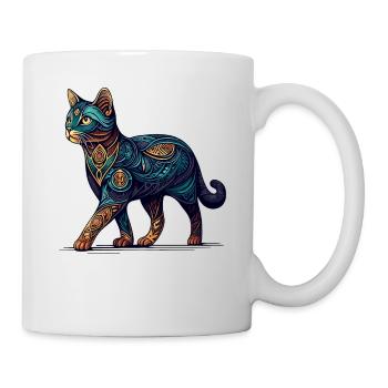 Mandala Art Chausie Jungle Curl Katze - Tasse - Weiß - Rechts