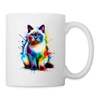 Colorful Splash Art Colorpoint Shorthair - Mug blanc - blanc - Droite