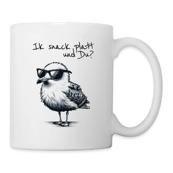 Ik snack platt und Du Coole Nord Möwe Spruch - Mug blanc - blanc - Droite