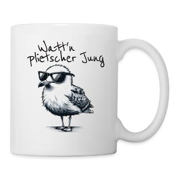 Watt’n plietscher Jung Norddeutsche Möwe Spruch - Mug blanc - blanc - Droite