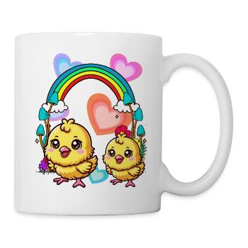 Rainbow Chickens Chick Chicken Heart Spring Child - Mug - white - Right