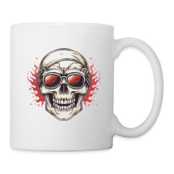 Crâne avec des lunettes de soleil et des flammes illustration - Mug blanc - blanc - Droite