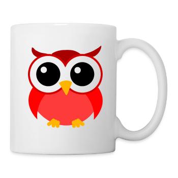 Owl Cartoon Nocturnal Predator Bird Funny Bird - Mug - white - Right