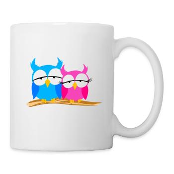 Eulenliebhaber Auf Einem Ast Raubvögel Humor - Tasse - Weiß - Rechts