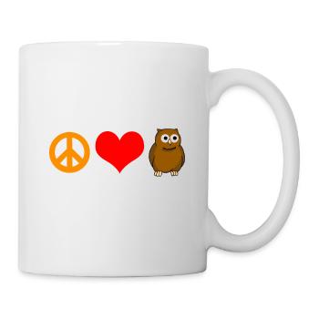 Peace Love Owls Predator Bird Lover Nocturnal Cool - Mug - white - Right