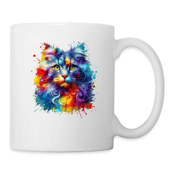 Bunte Splash Art American Curl - Tasse - Weiß - Rechts
