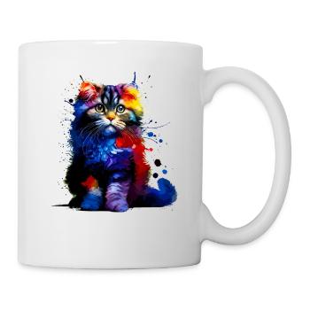Bunte Splash Art American Curl - Tasse - Weiß - Rechts