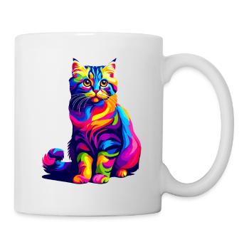 Bunte Pop Art American Curl - Tasse - Weiß - Rechts