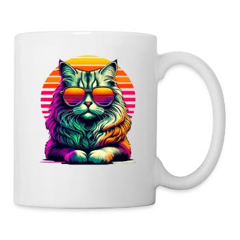Retro Sonnenuntergang Sonnenbrille American Curl - Tasse - Weiß - Rechts