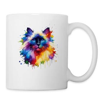 Éclaboussures colorées Art Chat balinais à poil long - Mug blanc - blanc - Droite