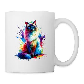 Éclaboussures colorées Art Chat balinais à poil long - Mug blanc - blanc - Droite