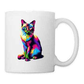Chat Balinais Pop Art Coloré À Poil Long - Mug blanc - blanc - Droite