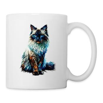 Polygone Art Balinais Chat Siamois à poil long - Mug blanc - blanc - Droite