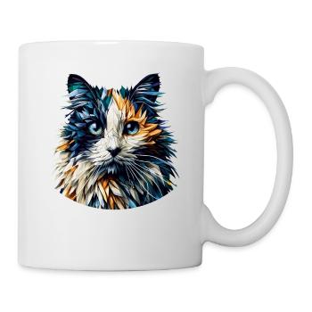 Polygone Art Balinais Chat Siamois à poil long - Mug blanc - blanc - Droite