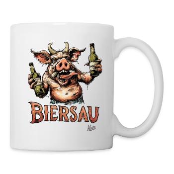 Alte Schule: Feiern wie eine Bier-Sau - Tasse - Weiß - Rechts