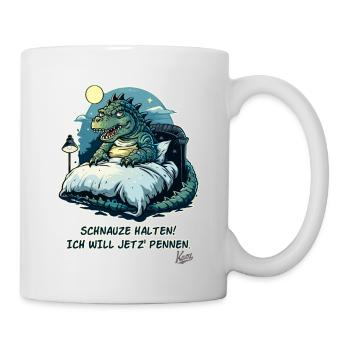 Kroko Alligator im Bett, Schnauze ich will pennen - Tasse - Weiß - Rechts