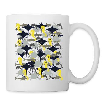 Ray, shark, dolphin, sea turtle, seahorse - Mug - white - Right