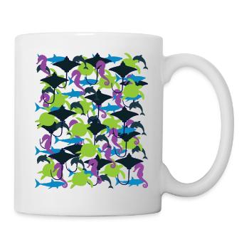 Ocean Camouflage – marine life in camouflage style - Mug - white - Right